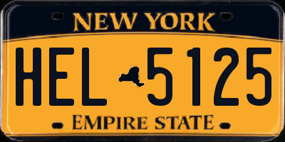 NY license plate HEL5125