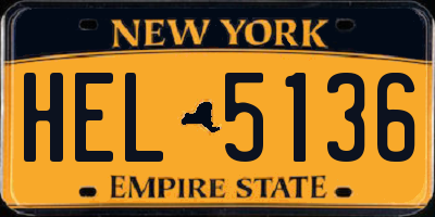 NY license plate HEL5136