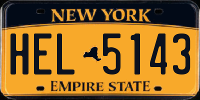 NY license plate HEL5143