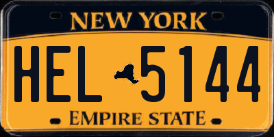 NY license plate HEL5144