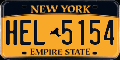 NY license plate HEL5154