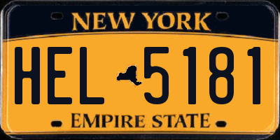 NY license plate HEL5181