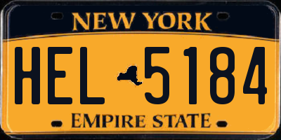 NY license plate HEL5184