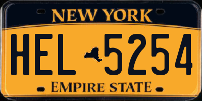 NY license plate HEL5254