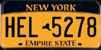 NY license plate HEL5278