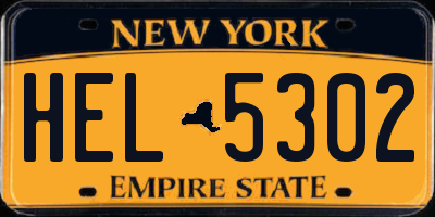 NY license plate HEL5302
