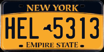 NY license plate HEL5313