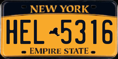 NY license plate HEL5316