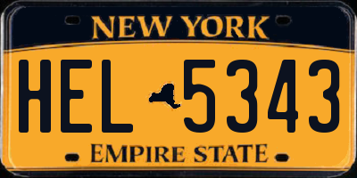 NY license plate HEL5343