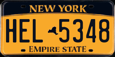 NY license plate HEL5348