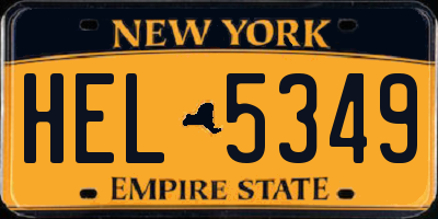 NY license plate HEL5349