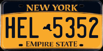 NY license plate HEL5352