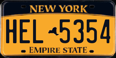 NY license plate HEL5354
