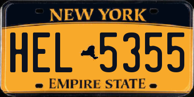NY license plate HEL5355