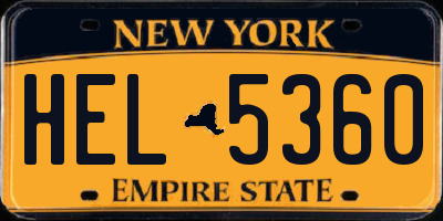 NY license plate HEL5360