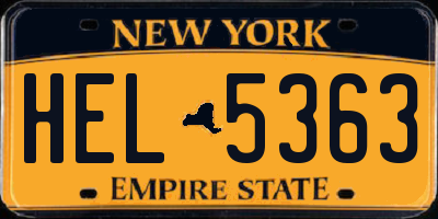 NY license plate HEL5363