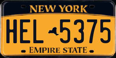 NY license plate HEL5375