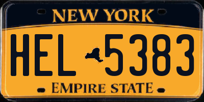 NY license plate HEL5383