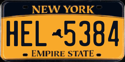 NY license plate HEL5384