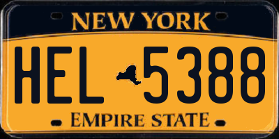 NY license plate HEL5388