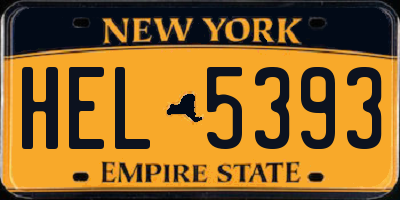 NY license plate HEL5393