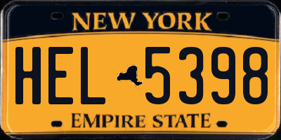 NY license plate HEL5398