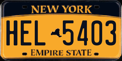 NY license plate HEL5403