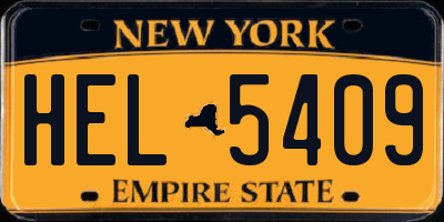 NY license plate HEL5409