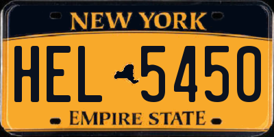 NY license plate HEL5450
