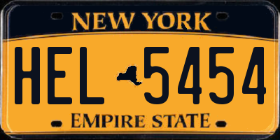 NY license plate HEL5454