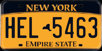 NY license plate HEL5463