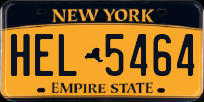 NY license plate HEL5464