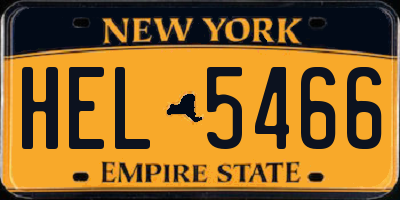 NY license plate HEL5466