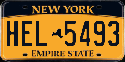 NY license plate HEL5493