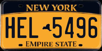 NY license plate HEL5496