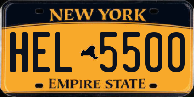 NY license plate HEL5500