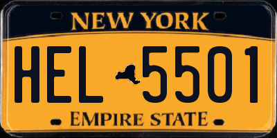 NY license plate HEL5501