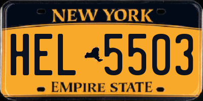 NY license plate HEL5503