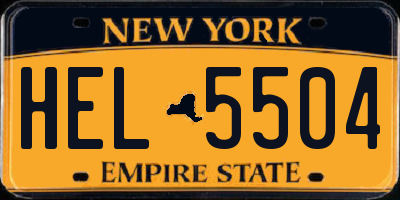 NY license plate HEL5504