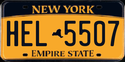 NY license plate HEL5507