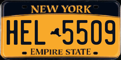 NY license plate HEL5509
