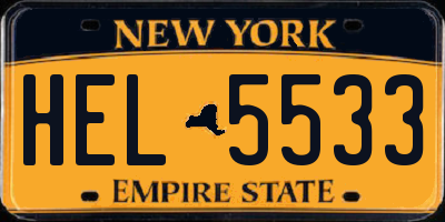 NY license plate HEL5533