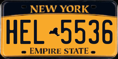 NY license plate HEL5536