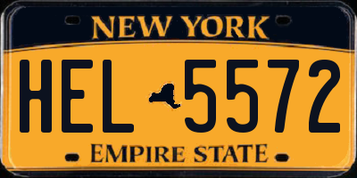 NY license plate HEL5572