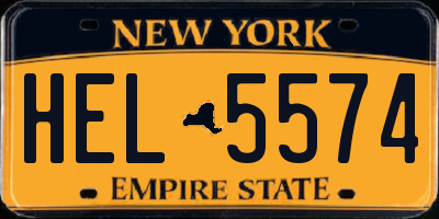 NY license plate HEL5574