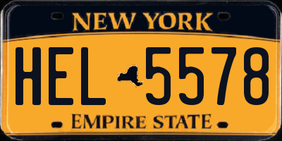 NY license plate HEL5578