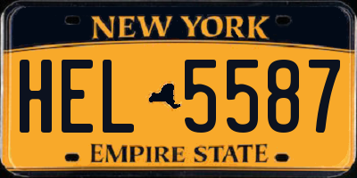 NY license plate HEL5587