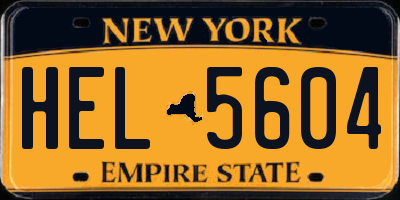 NY license plate HEL5604