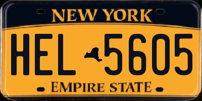 NY license plate HEL5605