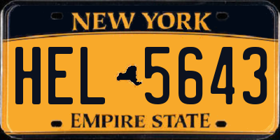 NY license plate HEL5643